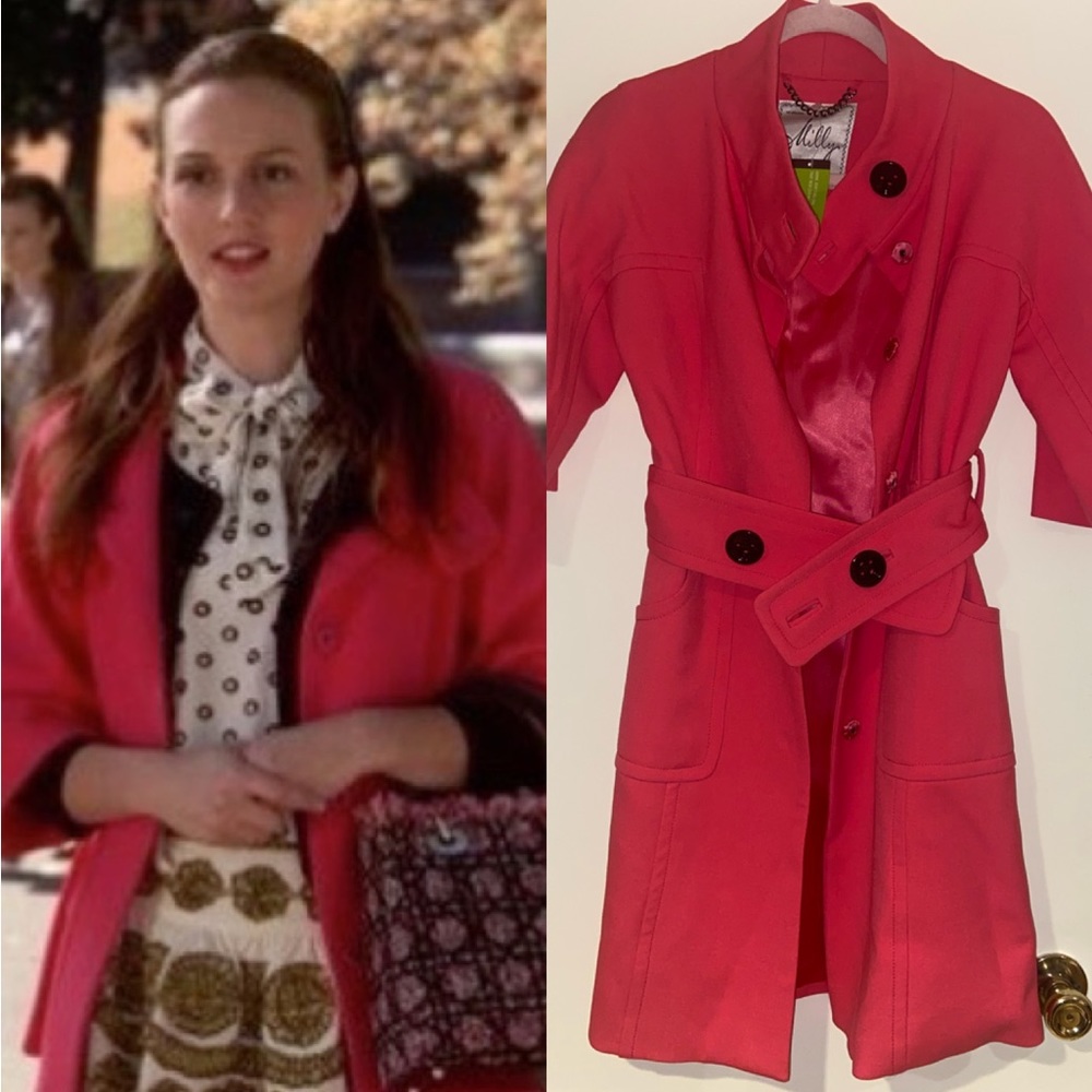 Blair Waldorf Milly Pink Irene Coat 2 - Picture 1 of 7